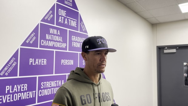 WATCH! TJ Bruce Speaks With The Media After Kirk Saarloos Was Ejected During the 7-3 TCU Victory Over UTA